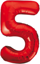 Cijferballon rood 86 cm nummer 5 professionele kwaliteit