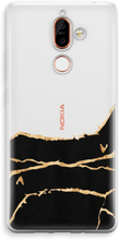 Nokia 7 Plus Transparant Hoesje (Soft) - Gouden marmer