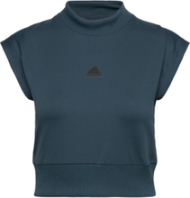 W Z.n.e. Tee Sport Crop Tops Short-sleeved Crop Tops Blue Adidas Sportswear