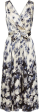 Crinkle Satin Midi Dress With Floral Print Dresses Wrap Dresses Grå Esprit Collection*Betinget Tilbud