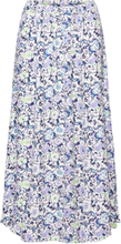 Midi Skirt With All-Over Floral Pattern Knælang Nederdel White Esprit Casual