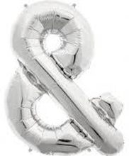 letterballon - 41 cm - zilver - &