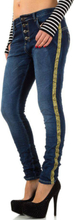 Stiliga Jeans med Guldfärgade Ränder
