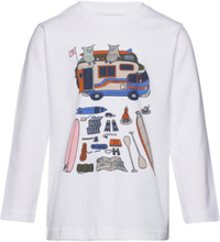 Road Trip Printed Long Sleeved T-Sh Tops T-shirts Long-sleeved T-Skjorte White Knowledge Cotton Apparel