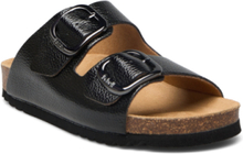 Sl Noelle Laminated Black Shoes Summer Shoes Flat Sandals Svart Scholl*Betinget Tilbud