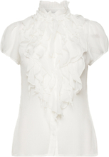 Liljasz Crinkle Ss Shirt Tops Blouses Short-sleeved White Saint Tropez