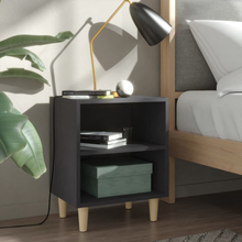 vidaXL Sängbord med ben i massivt trä grå 40x30x50 cm