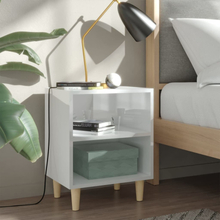 vidaXL Sängbord med massiva ben vit högglans 40x30x50 cm