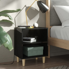 vidaXL Sängbord med ben i massivt trä 2 st svart högglans 40x30x50 cm