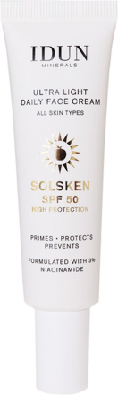 IDUN Minerals Ultra Light Daily Face Cream Solsken SPF 50 - 30 ml