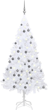 vidaXL Albero Natale Artificiale con LED e Palline Bianco 150 cm PVC