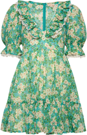 Chiffon Puffed Mini Dress Dresses Summer Dresses Grønn By Ti Mo*Betinget Tilbud