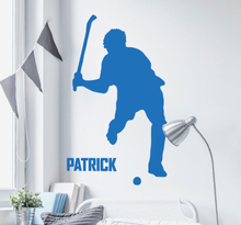 Sticker sport Hockeyspeler gepersonaliseerd