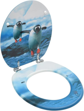 Toalettsits med lock MDF pingvin
