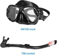 Lixada Adults Freediving Mask Snorkel Set Anti-fog Diving Snorkeling Goggles Set Scuba Swimming Mask Tempered Glass Lens Goggles for Men Women