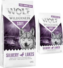 12 kg + 1 kg gratis! Wolf of Wilderness Trockenfutter 13 kg - "Soft - Silvery Lakes" - Freilandhuhn & Ente (halbfeucht)
