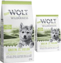 12 kg + 1 kg gratis! Wolf of Wilderness Trockenfutter 13 kg - JUNIOR Green Fields - Lamm