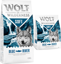 12 kg + 1 kg gratis! Wolf of Wilderness Trockenfutter 13 kg - "Soft - Blue River" - Lachs (halbfeucht)