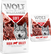 12 kg + 1 kg gratis! Wolf of Wilderness Trockenfutter 13 kg - "Soft - High Valley" - Rind (halbfeucht)
