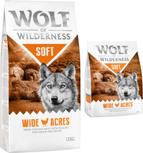 12 kg + 1 kg gratis! Wolf of Wilderness Trockenfutter 13 kg - "Soft - Wide Acres" - Huhn (halbfeucht)