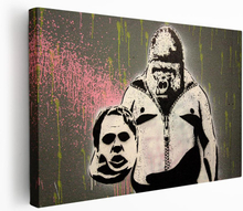 Premium Canvastavla - Apan med skallen - Banksy (Gatukonst, Street art)