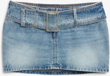 Low waist denim mini skirt - Blue