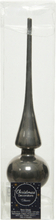 Glazen kerstboom piek antraciet (warm grey) glans 26 cm