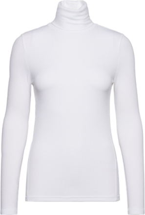 Modal Rib Longsleeve Turtleneck Tops Knitwear Turtleneck White Calvin Klein
