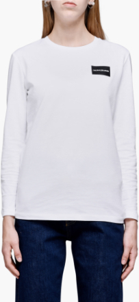Calvin Klein Jeans - Box Logo Long Sleeve Tee - Hvid - S
