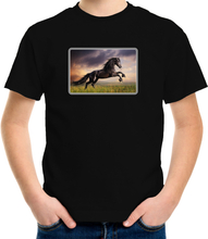 Dieren t-shirt met paarden foto zwart voor kinderen - paard cadeau shirt