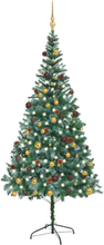 vidaXL Kunstig juletre med ED og kulesett og furukongler 210 cm