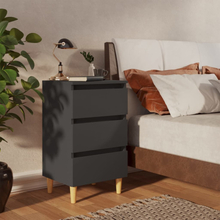 vidaXL Sängbord med ben i massivt trä grå 40x35x69 cm