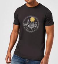 Harry Potter Hogwarts Castle Moon Men's T-Shirt - Black - S