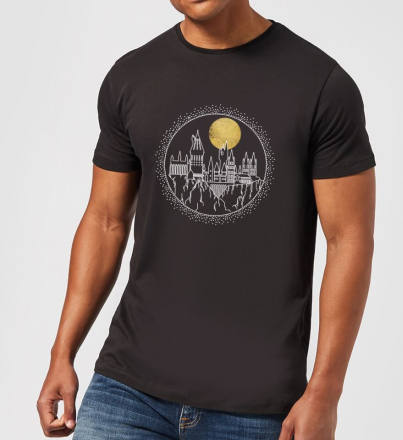 Harry Potter Hogwarts Castle Moon Men's T-Shirt - Black - XL