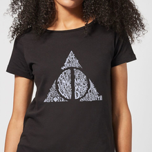 Harry Potter Deathly Hallows Text Women's T-Shirt - Black - 3XL