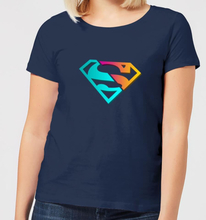 Justice League Neon Superman Women's T-Shirt - Navy - S
