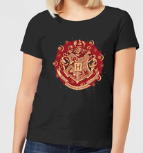 Harry Potter Hogwarts Christmas Crest Women's T-Shirt - Black - S