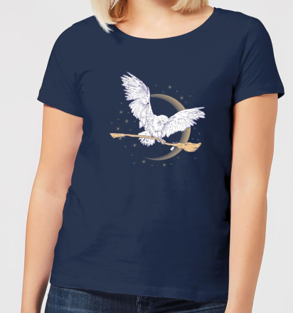 Harry Potter Hedwig Broom Women's T-Shirt - Navy - XL