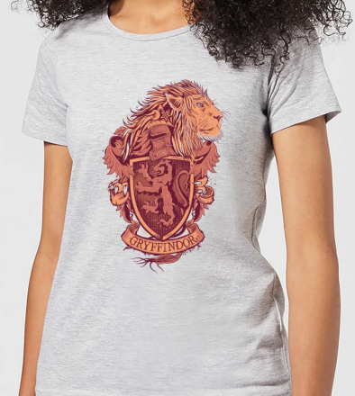 Harry Potter Gryffindor Drawn Crest Women's T-Shirt - Grey - XXL