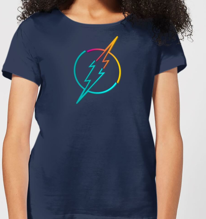 Justice League Neon Flash Women's T-Shirt - Navy - M