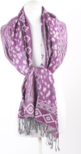 Paarse pashmina sjaal met grafisch patroon