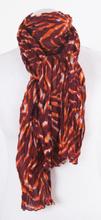 Zijden sjaal in bordeaux met oranje en wit