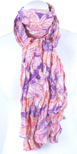Oranje/ paarse licht gekreukte katoenen sjaal