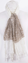 Witte gecrushte sjaal met ornament print