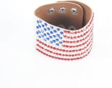 Zilverkleurige armband met strass-steentjes met US vlag motief