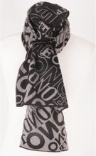 Zwart-grijs gebreide sjaal met letter-dessin
