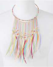 Multicolor Ibiza halsketting met kralen en veren