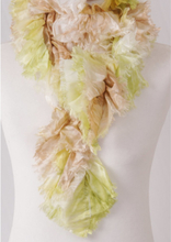 Lime/bruine tie & dye stroken sjaal