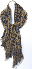 Gele omslagdoek/sjaal met geweven luipaard patroon