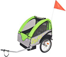 vidaXL Sykkelvogn for barn grå og grønn 30 kg